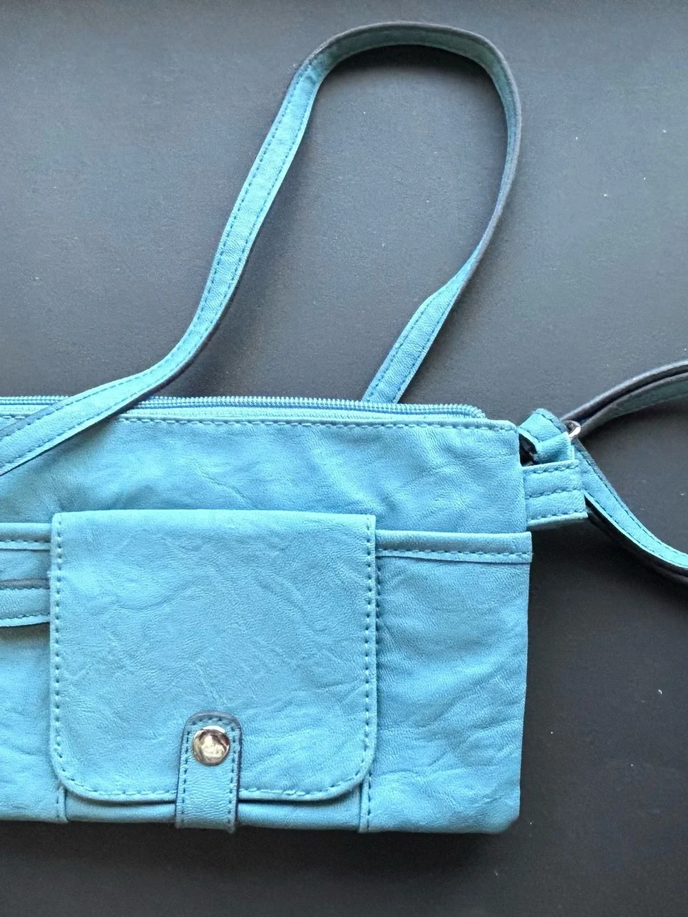 Rosetti Faux Leather Crossbody Jean Pocket Design Teal Light Bag VTG